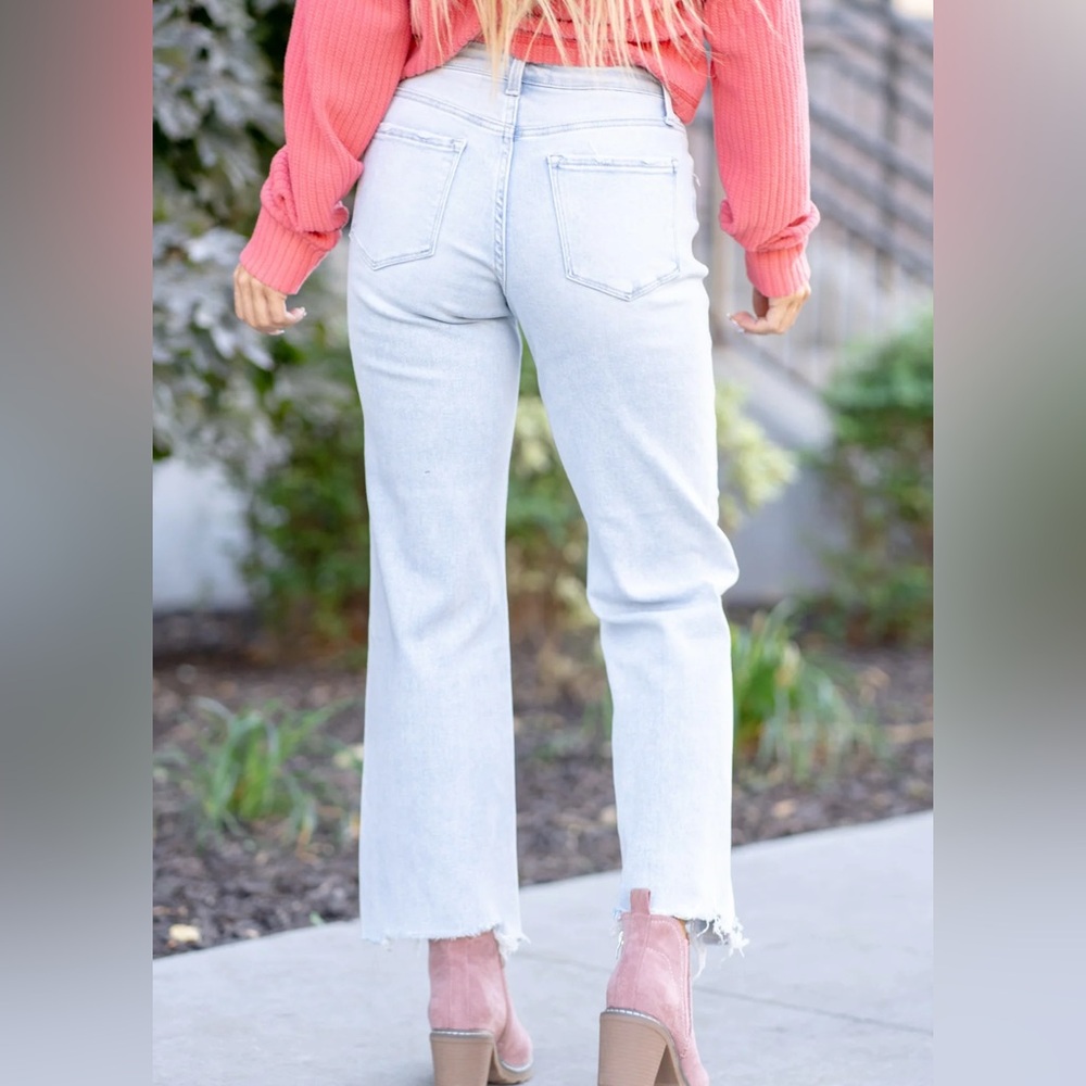 Vervet Ankle Cropped Blue Jeans with Frayed Raw Hem Size 27 high rise